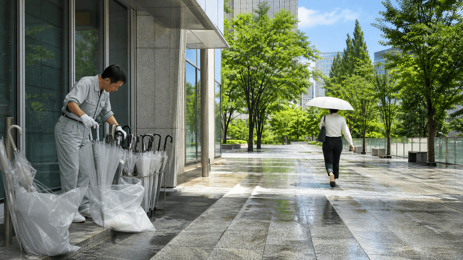 ビニール傘の廃棄と夏の暑さ対策——総務が傘立てから始める2つの打ち手