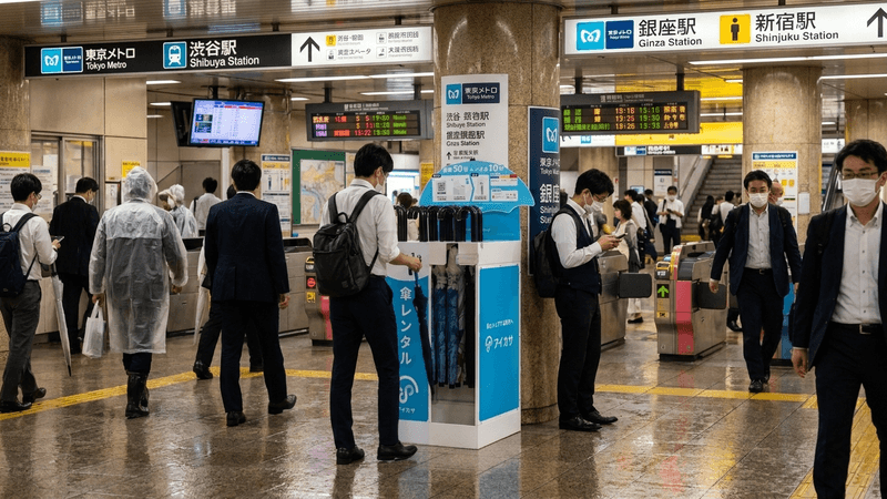 アイカサが東京メトロ全駅に拡大決定!渋谷駅で先行スタート、雨の日も手ぶらで快適移動